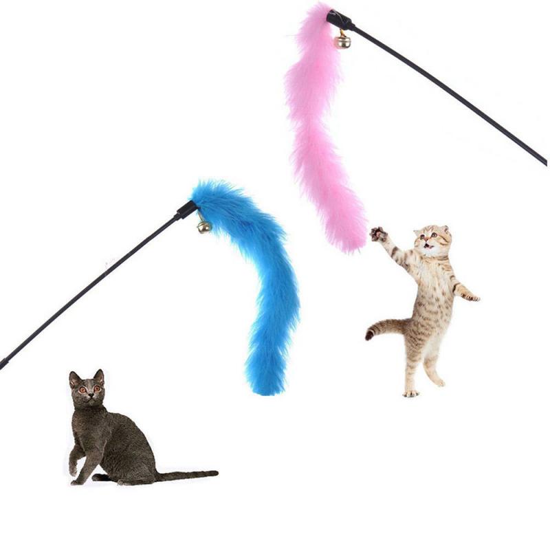 Livraison directe turquie cheveux Tease chat bâton chat interactif jouet pour animaux de compagnie chat jouet coloré chat Teaser jouet fournitures pour animaux de compagnie couleur aléatoire