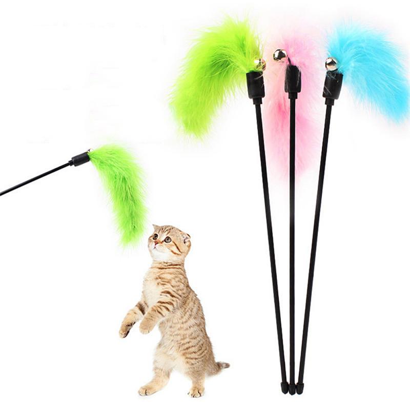 Livraison directe turquie cheveux Tease chat bâton chat interactif jouet pour animaux de compagnie chat jouet coloré chat Teaser jouet fournitures pour animaux de compagnie couleur aléatoire