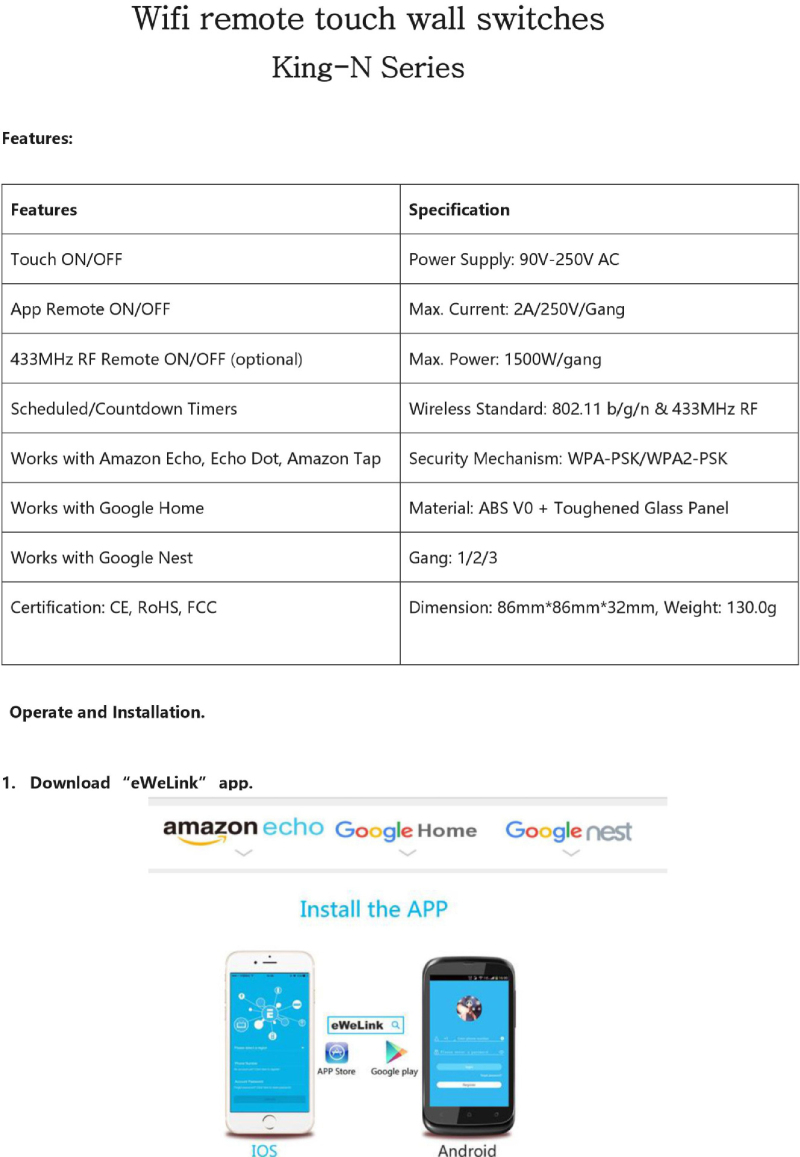1/2 Gang Wifi interrupteur interrupteur tactile panneau de commande de lumière intelligente interrupteur mural norme américaine/ue/royaume-uni travail avec Alexa Google Home