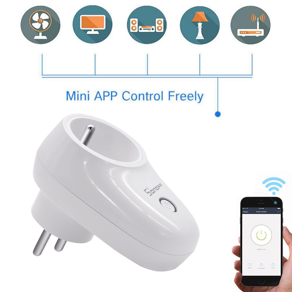 1/2 pièces Sonoff S26 WiFi prise intelligente US/EU/UK prise de courant sans fil prise de courant commutateur de maison intelligente travailler avec Alexa Google Assistant IFTTT