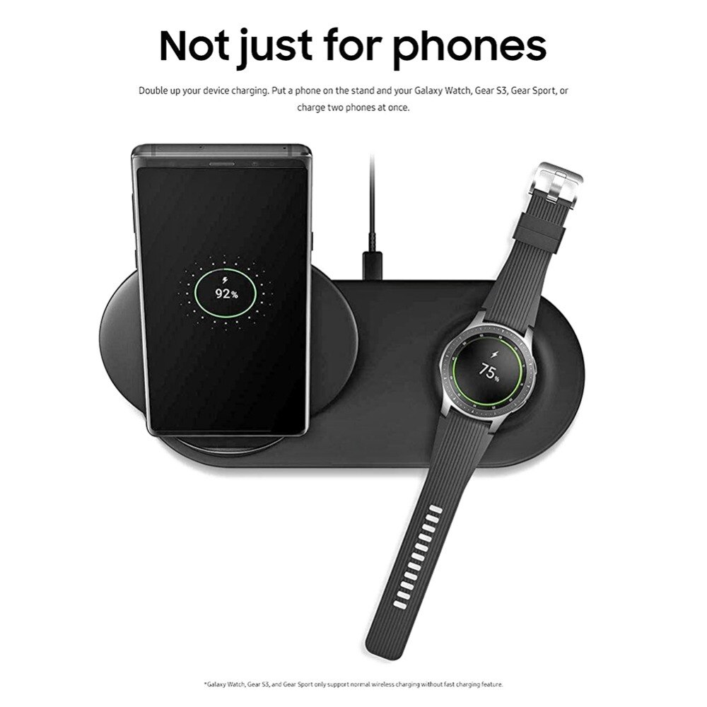 Pour Samsung chargeur sans fil Duo Dock double EP-N6100TBCGCN Charge rapide pour Galaxy Note 9 8 S9 S8 + montre Gear S3 Charge rapide