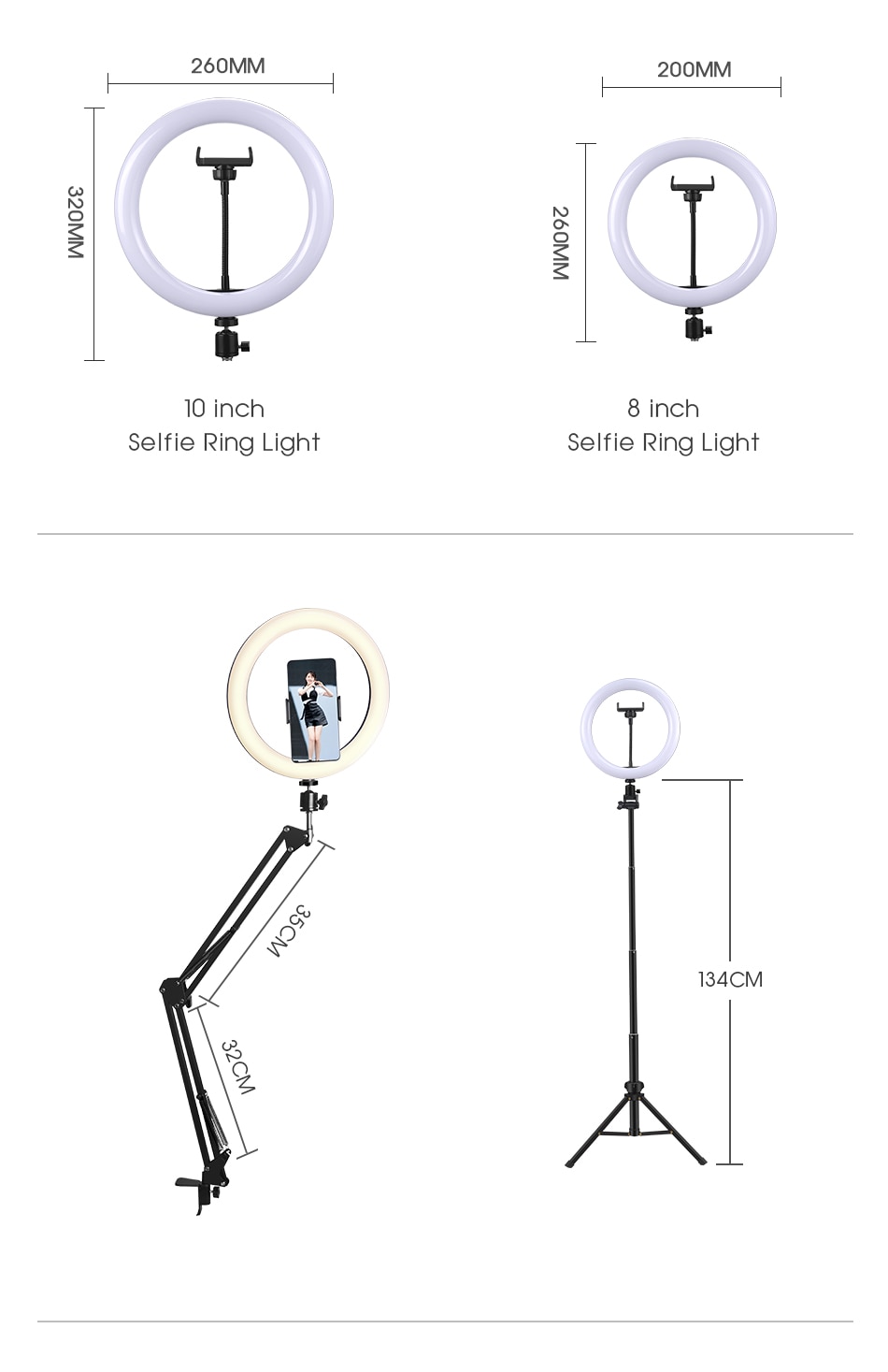 Selfie anneau lumière photographie lumière led jante de lampe avec support de téléphone portable grand trépied support pour tik Youtube tiktok tok ringlight