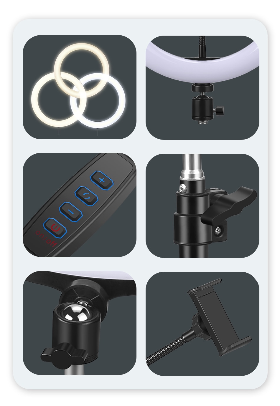 Selfie anneau lumière photographie lumière led jante de lampe avec support de téléphone portable grand trépied support pour tik Youtube tiktok tok ringlight