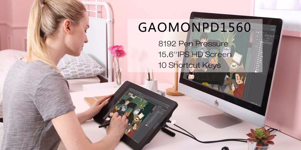 GAOMON M10K 2018Version-Tablette Graphique 10 x 6.25 Pouces avec Stylet Passif et 8192 Niveaux de Pression