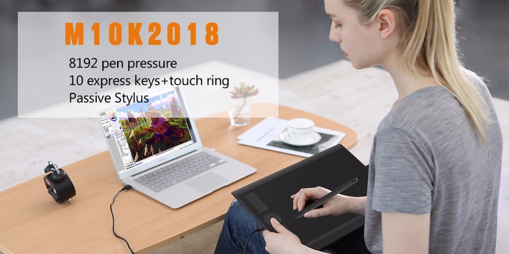 GAOMON M10K 2018Version-Tablette Graphique 10 x 6.25 Pouces avec Stylet Passif et 8192 Niveaux de Pression