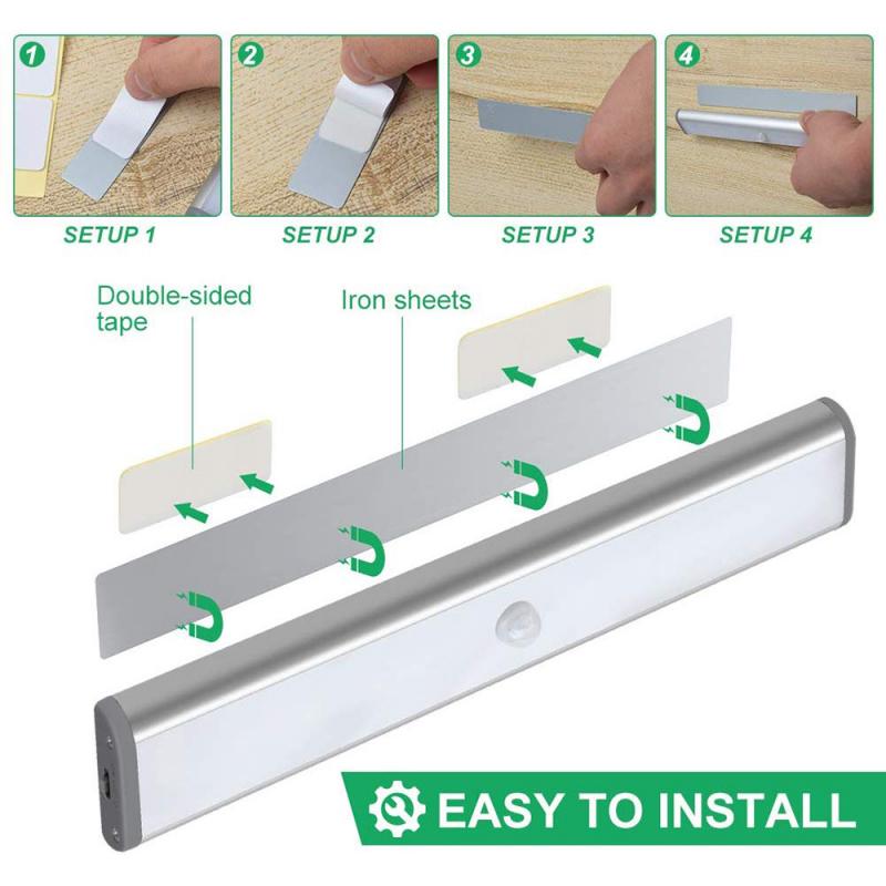 10 LED s PIR détecteur de mouvement LED lumière placard armoire lit lampe LED sous armoire veilleuse pour placard escalier cuisine 10 LED s PIR détecteur de mouvement LED lumière placard armoire lit lampe LED sous armoire veilleuse pour placard escalier cuisine