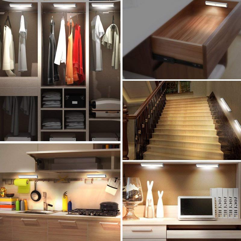 10 LED s PIR détecteur de mouvement LED lumière placard armoire lit lampe LED sous armoire veilleuse pour placard escalier cuisine 10 LED s PIR détecteur de mouvement LED lumière placard armoire lit lampe LED sous armoire veilleuse pour placard escalier cuisine