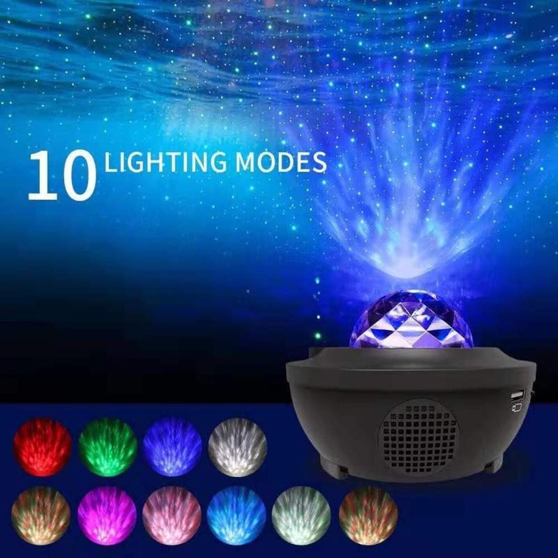 Projecteur ciel étoilé coloré, bluetooth, USB, avec commande vocale, lecteur de musique, LED veilleuse, chargeur par USB, lampe de Projection, cadeau idéal pour enfant