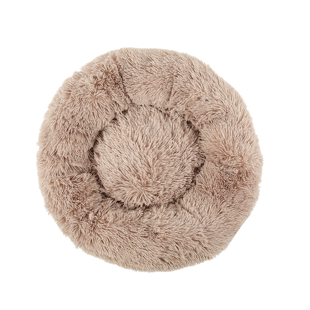 Lit en peluche pour animaux domestiques, coussin de couchage long, rond et qui tient chaud, de couleur unie, pour l'hiver, tapis pour chiens et chats, livraison directe et rapide