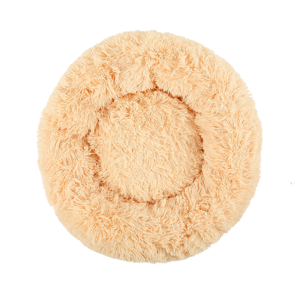 Lit en peluche pour animaux domestiques, coussin de couchage long, rond et qui tient chaud, de couleur unie, pour l'hiver, tapis pour chiens et chats, livraison directe et rapide