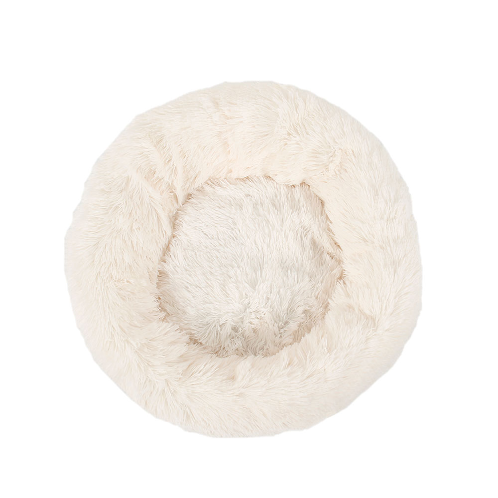 Lit en peluche pour animaux domestiques, coussin de couchage long, rond et qui tient chaud, de couleur unie, pour l'hiver, tapis pour chiens et chats, livraison directe et rapide