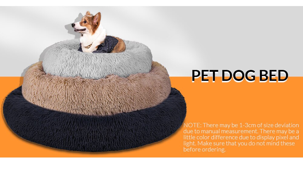 DEKO lit pour chien Super doux chenil rond moelleux chat maison chaud confortable coussin de couchage tapis canapé lavable chiot en peluche