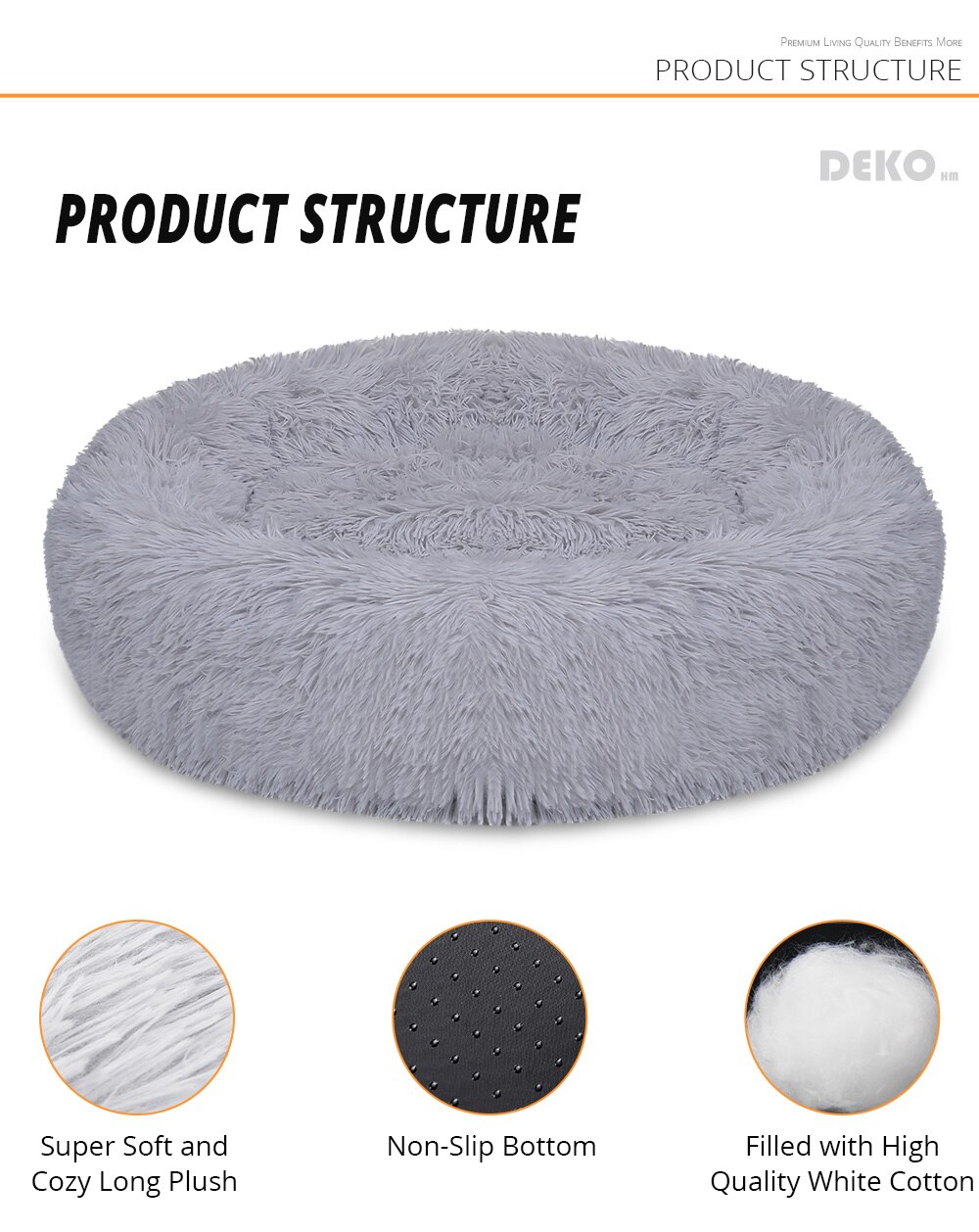 DEKO lit pour chien Super doux chenil rond moelleux chat maison chaud confortable coussin de couchage tapis canapé lavable chiot en peluche