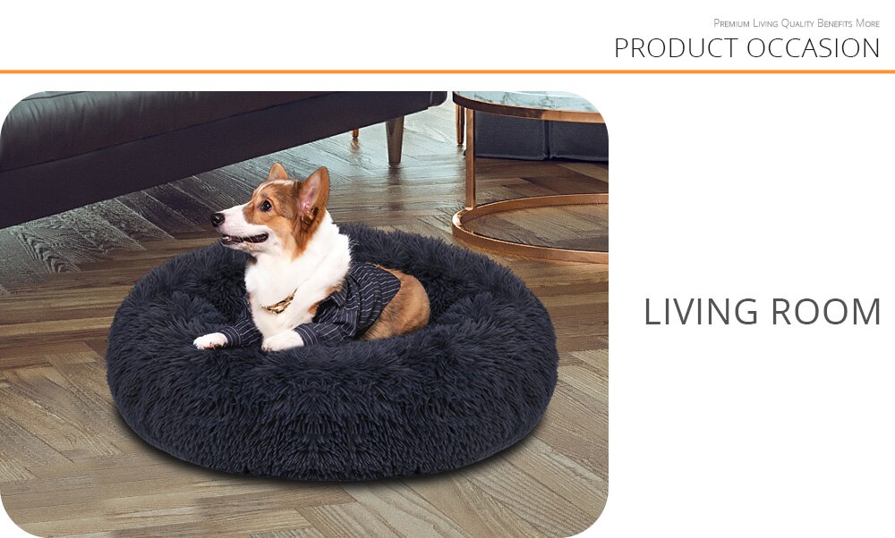 DEKO lit pour chien Super doux chenil rond moelleux chat maison chaud confortable coussin de couchage tapis canapé lavable chiot en peluche