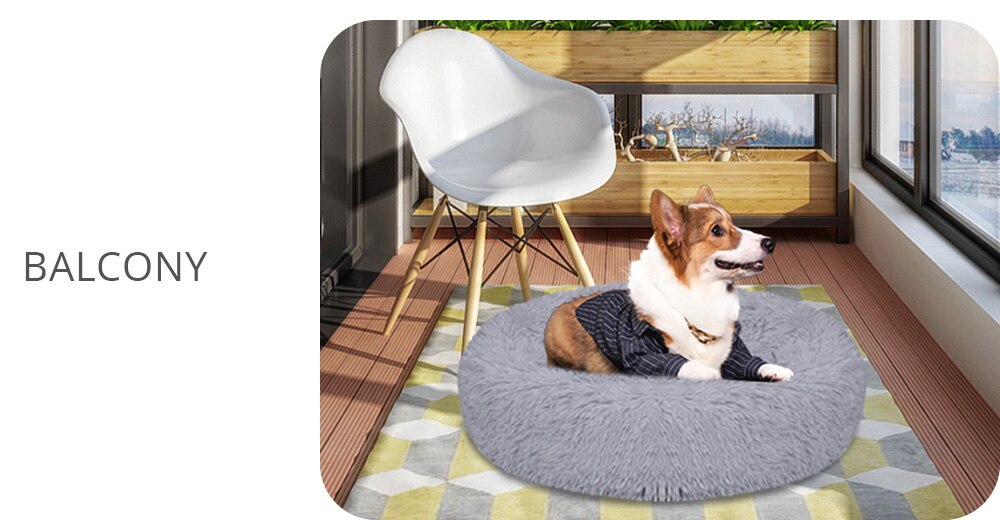 DEKO lit pour chien Super doux chenil rond moelleux chat maison chaud confortable coussin de couchage tapis canapé lavable chiot en peluche