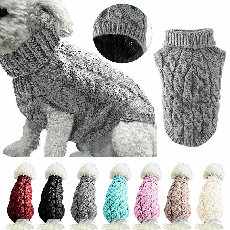 Chaud chien chat pull vêtements hiver col roulé tricoté chat de compagnie chiot vêtements Costume pour petits chiens chats Chihuahua tenue gilet