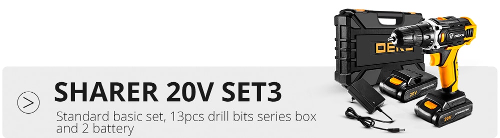 DEKO nouveau Sharker 20V perceuse visseuse sans fil tournevis Mini pilote d'alimentation sans fil batterie Lithium-Ion cc 18 + 1 réglages