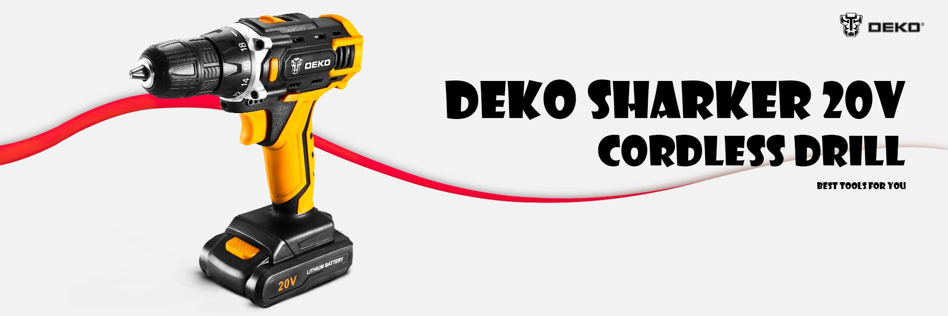 DEKO nouveau Sharker 20V perceuse visseuse sans fil tournevis Mini pilote d'alimentation sans fil batterie Lithium-Ion cc 18 + 1 réglages
