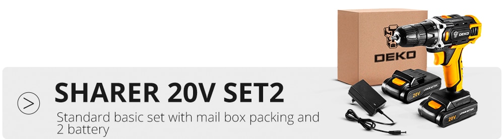 DEKO nouveau Sharker 20V perceuse visseuse sans fil tournevis Mini pilote d'alimentation sans fil batterie Lithium-Ion cc 18 + 1 réglages