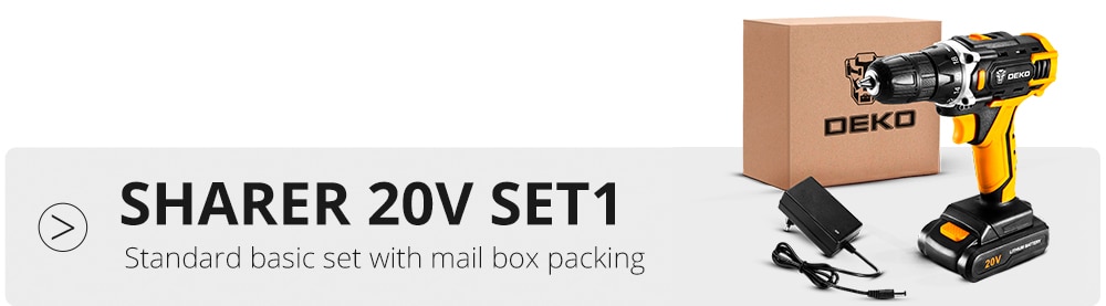 DEKO nouveau Sharker 20V perceuse visseuse sans fil tournevis Mini pilote d'alimentation sans fil batterie Lithium-Ion cc 18 + 1 réglages