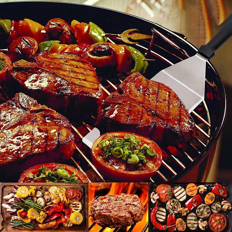 Ensemble de spatules en acier inoxydable de qualité commerciale, grattoir à poêle et crêpes ou retourneur à Hamburger pour barbecue à plateau plat