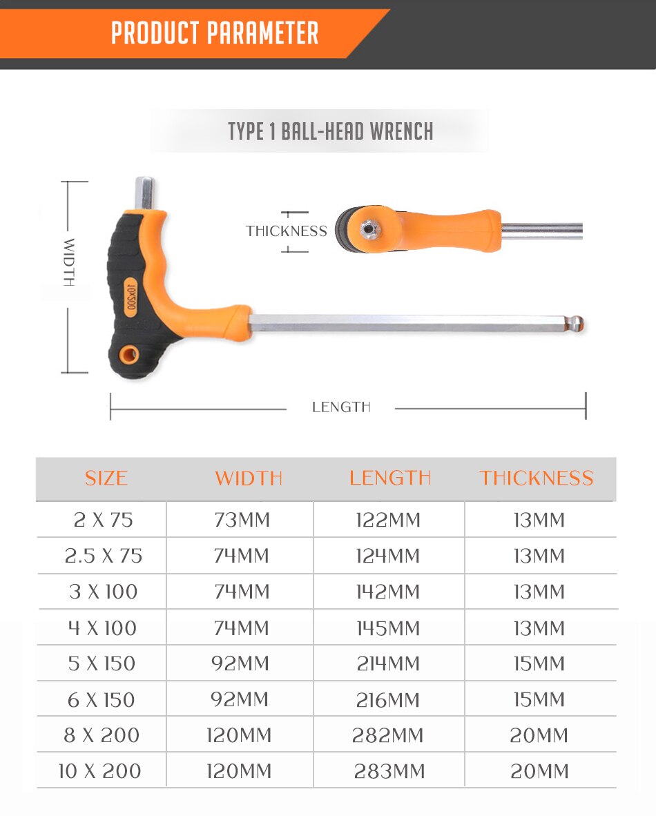 KINDLOV 8 pièces clé hexagonale t-poignée boule tête Allen jeu de clés tournevis universel clé Double extrémité vélo moto réparation outils