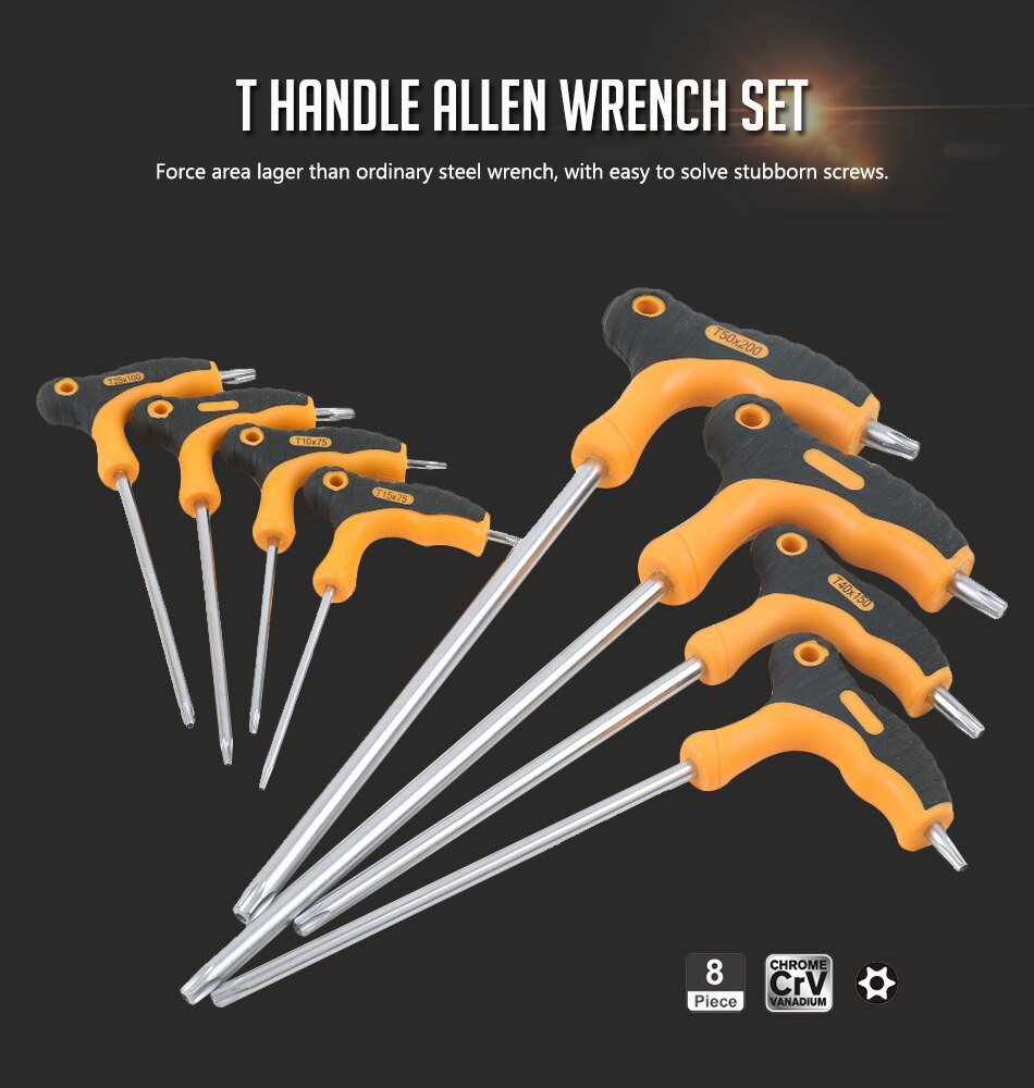 KINDLOV 8 pièces clé hexagonale t-poignée boule tête Allen jeu de clés tournevis universel clé Double extrémité vélo moto réparation outils