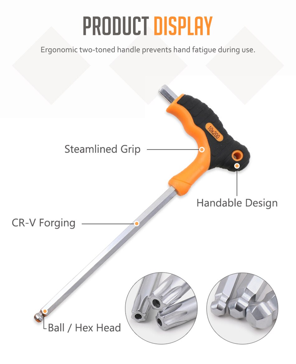 KINDLOV 8 pièces clé hexagonale t-poignée boule tête Allen jeu de clés tournevis universel clé Double extrémité vélo moto réparation outils
