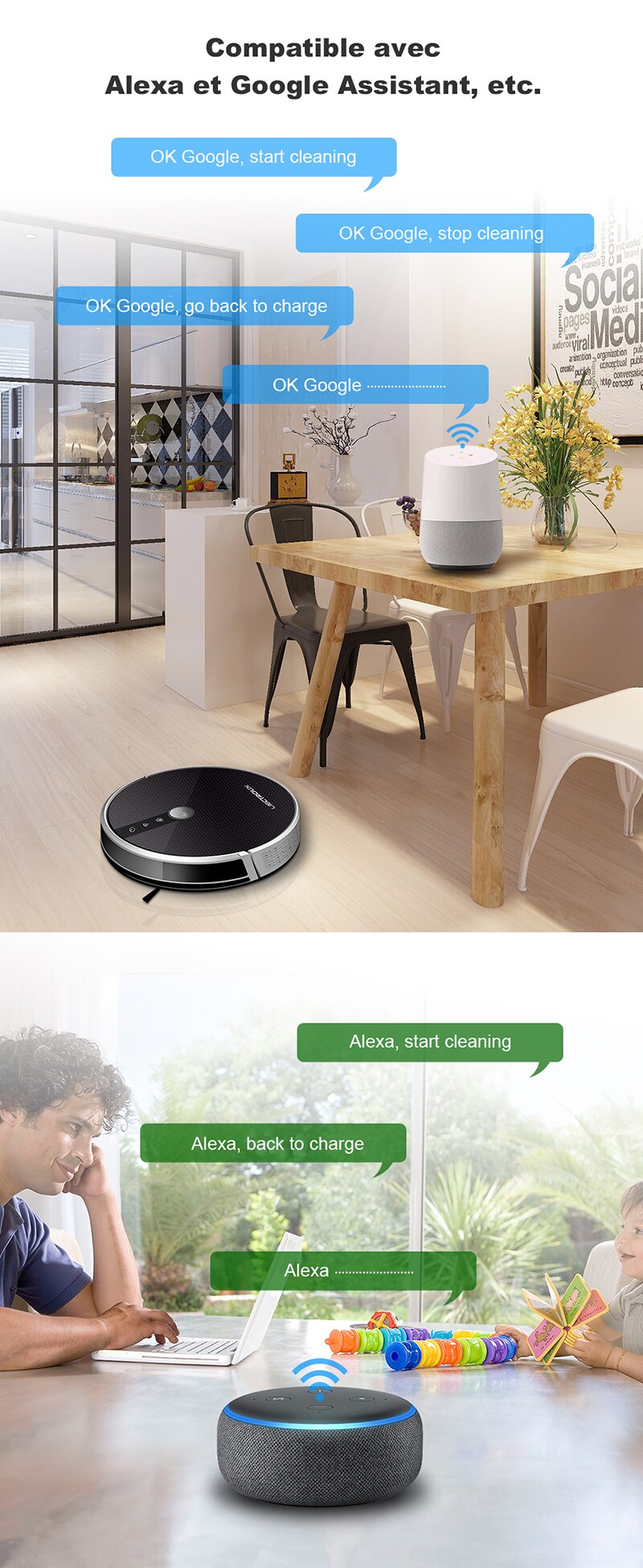 LIECTROUX C30B Aspirateur robot , cartographie intelligente, avec mémoire, application WiFi et commande vocale, aspiration forte 4000 Pa, nettoyage humide, poils d'animaux, nettoyant pour sols et tapi LIECTROUX C30B Aspirateur robot , cartographie intelligente, avec mémoire, application WiFi et commande vocale, aspiration forte 4000 Pa, nettoyage humide, poils d'animaux, nettoyant pour sols et tapi