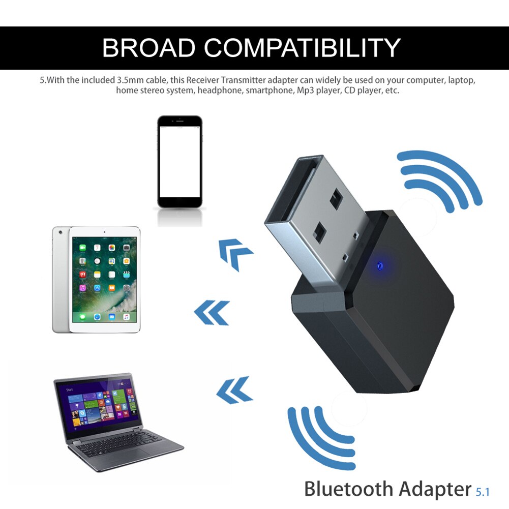 KN318 récepteur Audio sans fil Bluetooth BT 5.1 pièces uniques ornements de voiture portables pour voiture musique Aux USB Mini Dongle