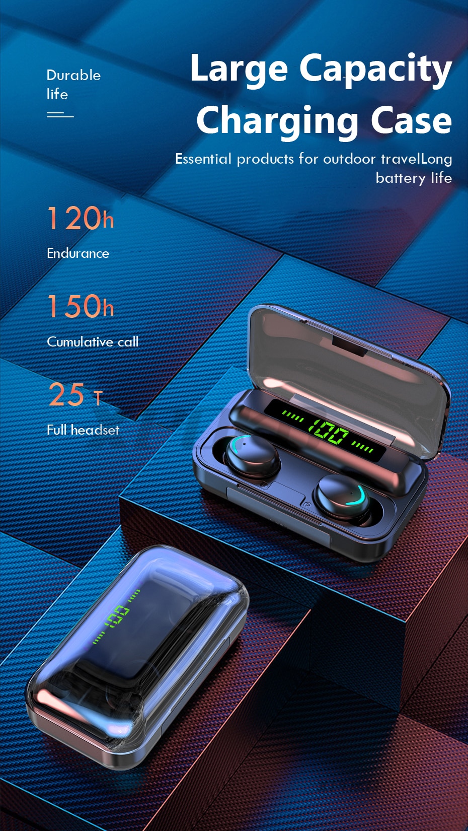 Casque sans fil Bluetooth avec micro sport étanche TWS, écouteurs contrôle tactile, pour le téléphone