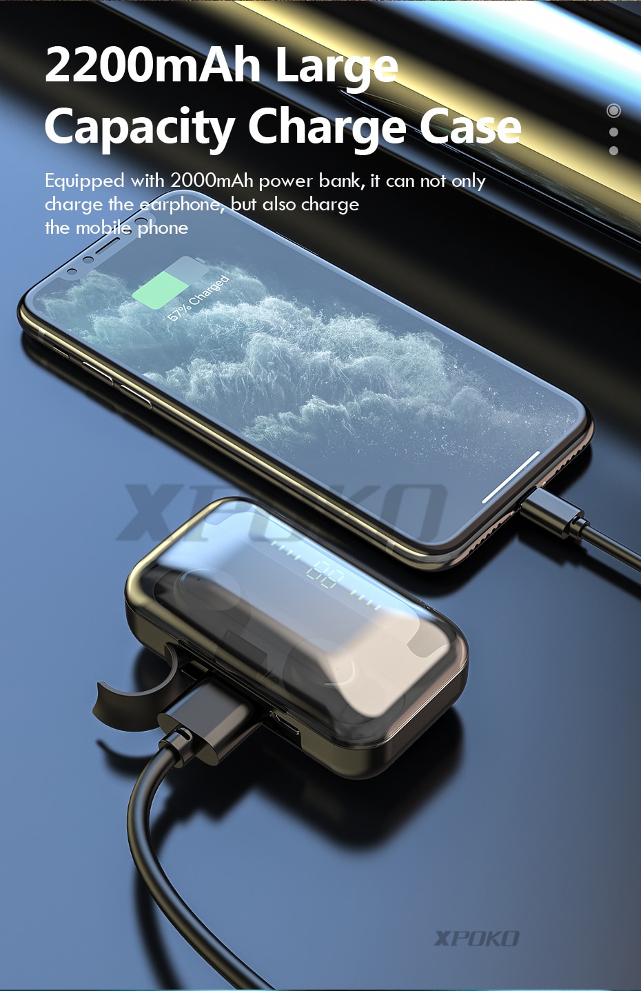 Casque sans fil Bluetooth avec micro sport étanche TWS, écouteurs contrôle tactile, pour le téléphone