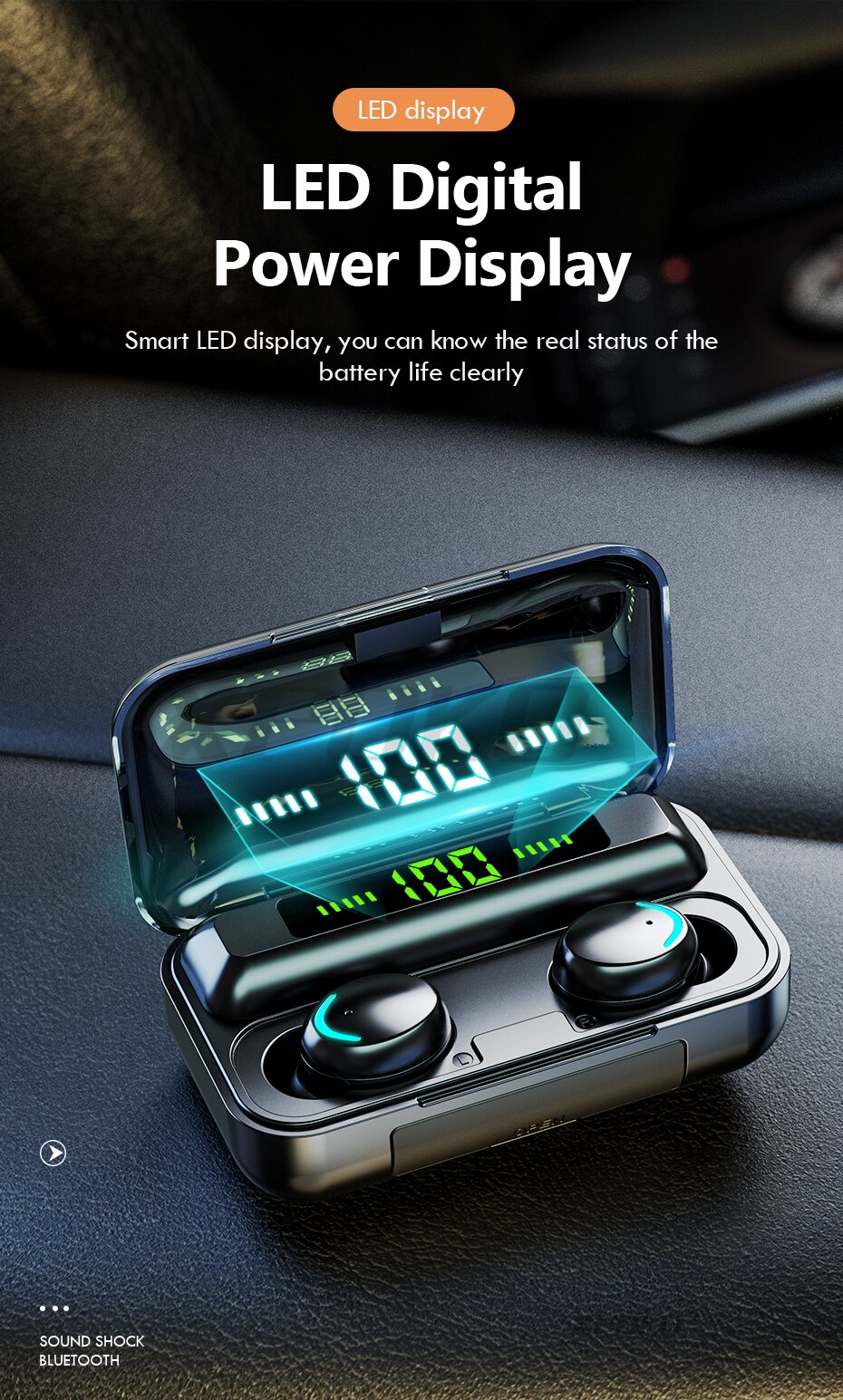 Casque sans fil Bluetooth avec micro sport étanche TWS, écouteurs contrôle tactile, pour le téléphone