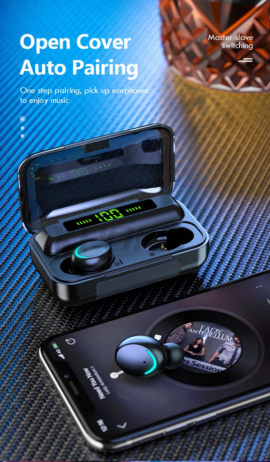 Casque sans fil Bluetooth avec micro sport étanche TWS, écouteurs contrôle tactile, pour le téléphone