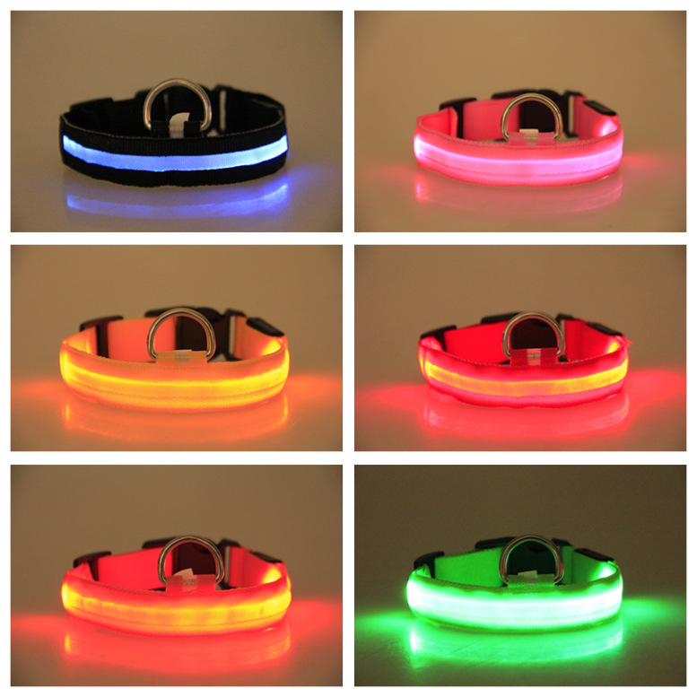 Collier de chien LED avec USB chargeant des lumières colorées colliers Anti-perte sûrs pour chiot chaton chiens colliers de plomb 7 lumières produits pour animaux de compagnie