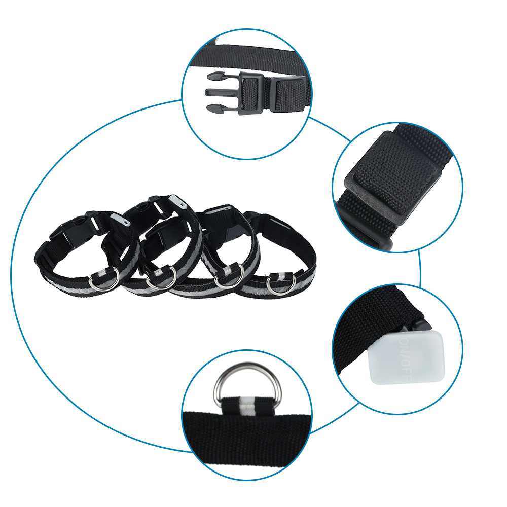 Collier de chien LED avec USB chargeant des lumières colorées colliers Anti-perte sûrs pour chiot chaton chiens colliers de plomb 7 lumières produits pour animaux de compagnie