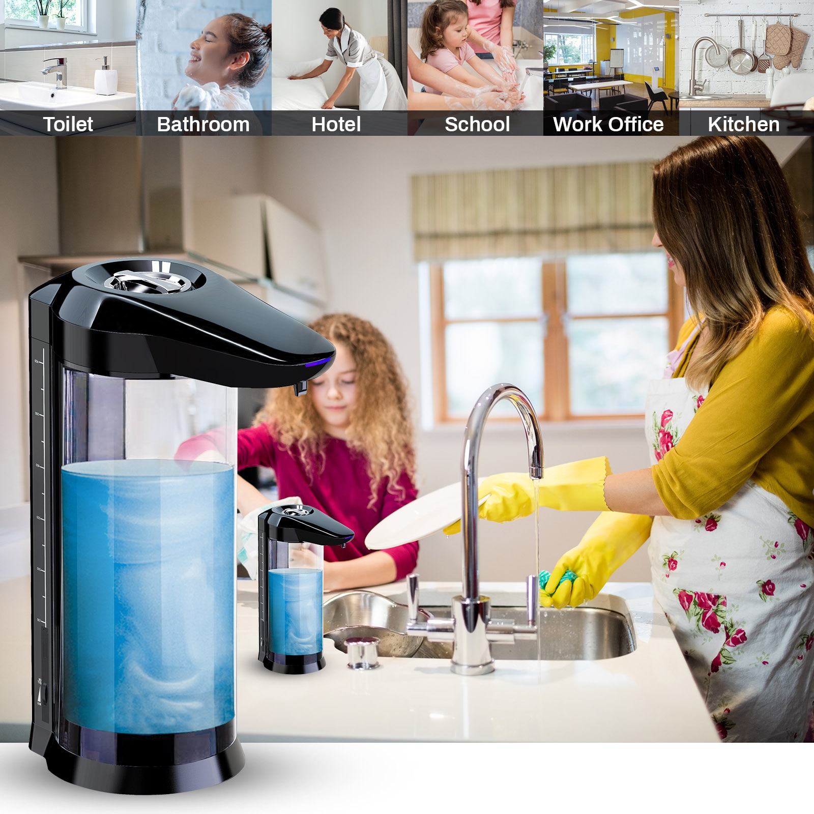 650/400ml distributeur de savon automatique sans contact Rechargeable ou se connecter à l'alimentation distributeur de savon liquide Gel désinfectant pour les mains