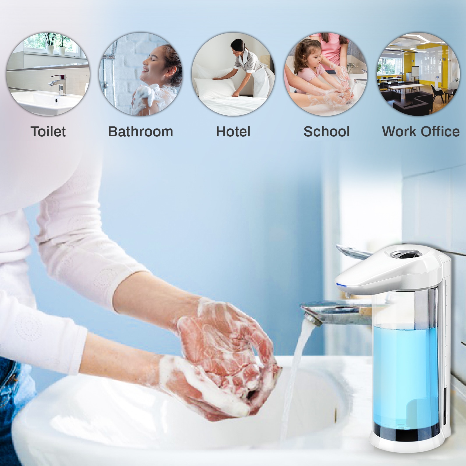 650/400ml distributeur de savon automatique sans contact Rechargeable ou se connecter à l'alimentation distributeur de savon liquide Gel désinfectant pour les mains