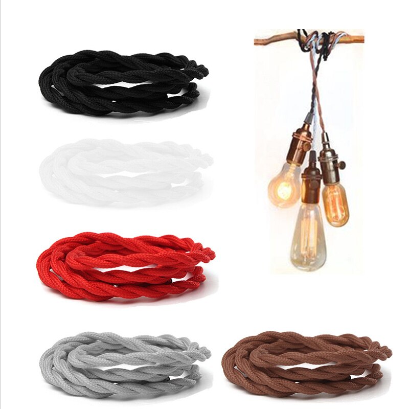0.75mm * 2 noyau électrique fil de cuivre Vintage torsadé tissu câble tissé 2 cordon Textile câble pendentif lampe cordon Edison éclairage 0.75mm * 2 noyau électrique fil de cuivre Vintage torsadé tissu câble tissé 2 cordon Textile câble pendentif lampe cordon Edison éclairage