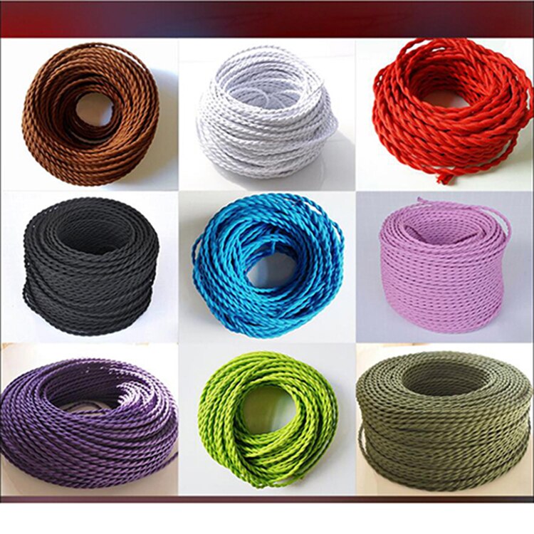0.75mm * 2 noyau électrique fil de cuivre Vintage torsadé tissu câble tissé 2 cordon Textile câble pendentif lampe cordon Edison éclairage 0.75mm * 2 noyau électrique fil de cuivre Vintage torsadé tissu câble tissé 2 cordon Textile câble pendentif lampe cordon Edison éclairage