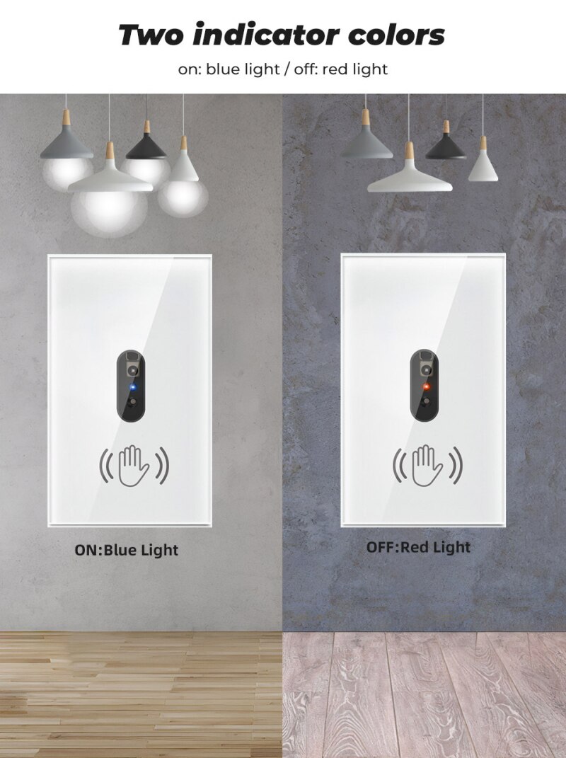 Smart Wall Light capteur infrarouge interrupteur panneau d'écran en verre sur hors ue US 110V 220V 10A alimentation électrique pas besoin de toucher la livraison directe