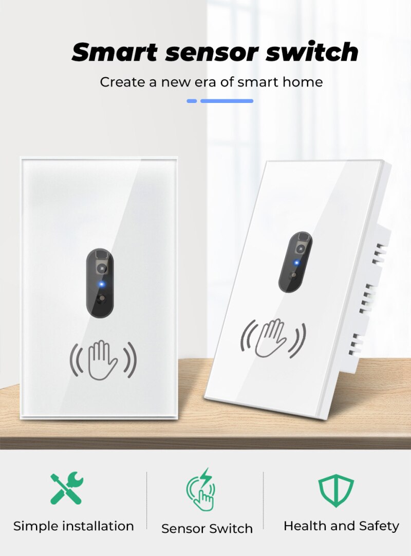 Smart Wall Light capteur infrarouge interrupteur panneau d'écran en verre sur hors ue US 110V 220V 10A alimentation électrique pas besoin de toucher la livraison directe