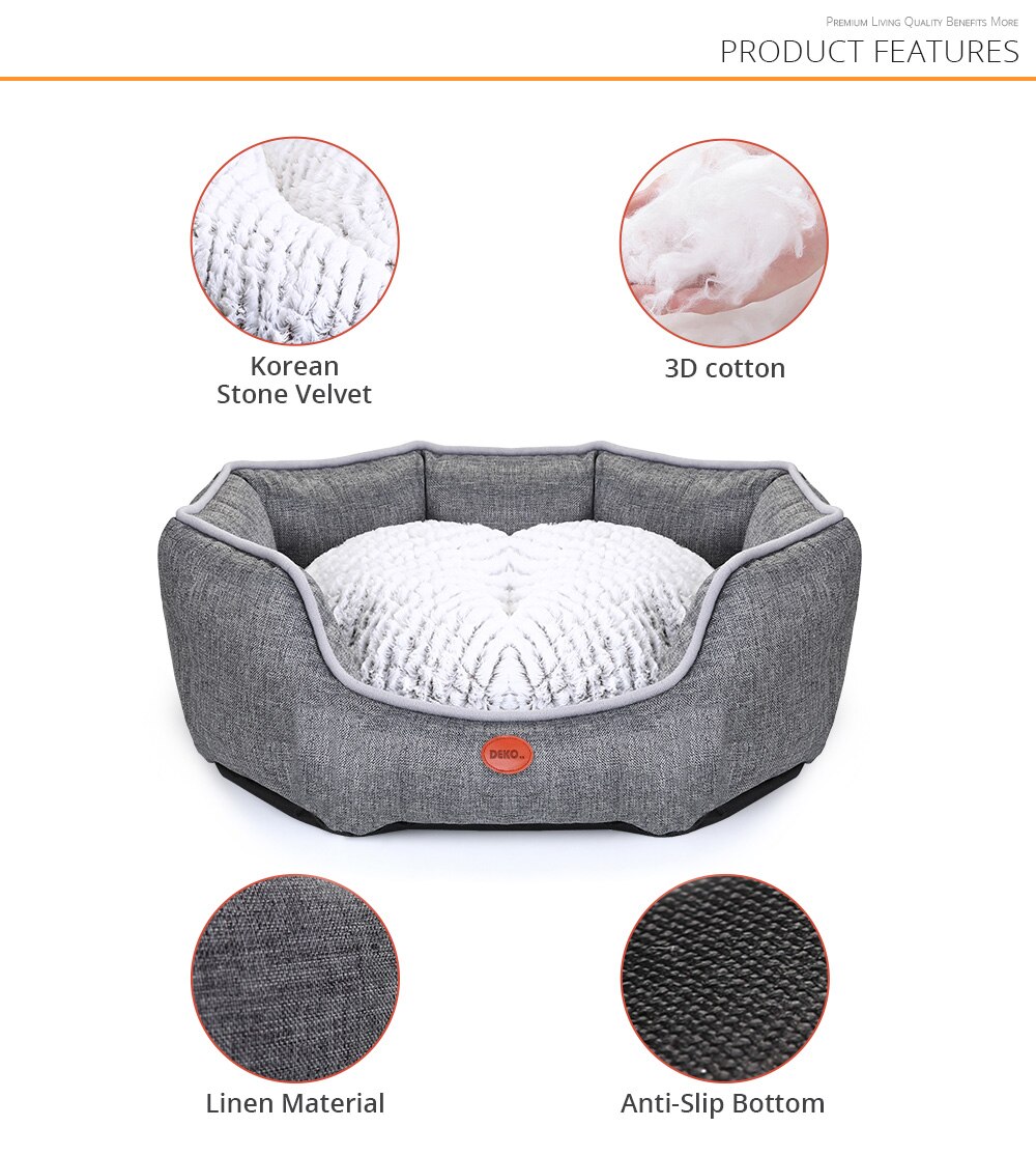 DEKO chien lit doux canapé de couchage imperméable tapis de coussin pour chiot chat coton oreiller fournitures pour animaux de compagnie