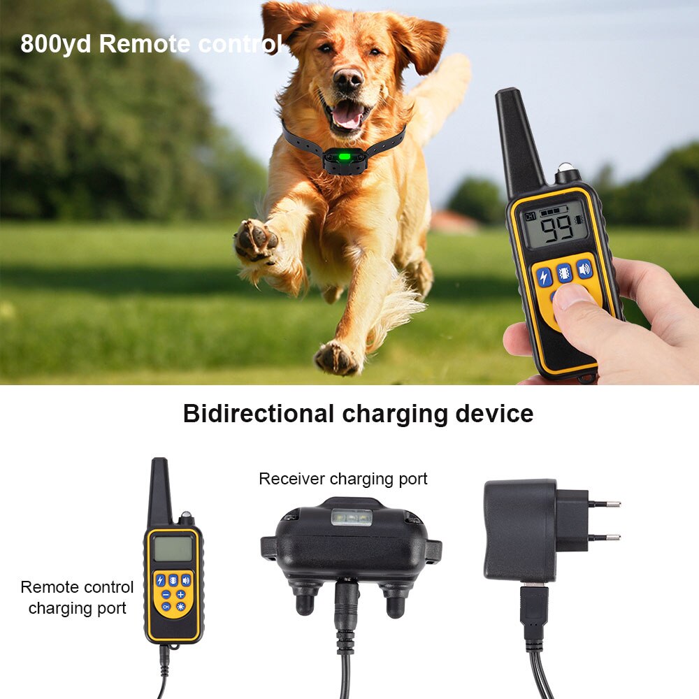800m collier de dressage de chien collier dressage électrique pour animaux de compagnie télécommande étanche Rechargeable avec écran LCD pour tous les sons de Vibration de choc de taille 800m collier de dressage de chien collier dressage électrique pour animaux de compagnie télécommande étanche Rechargeable avec écran LCD pour tous les sons de Vibration de choc de taille