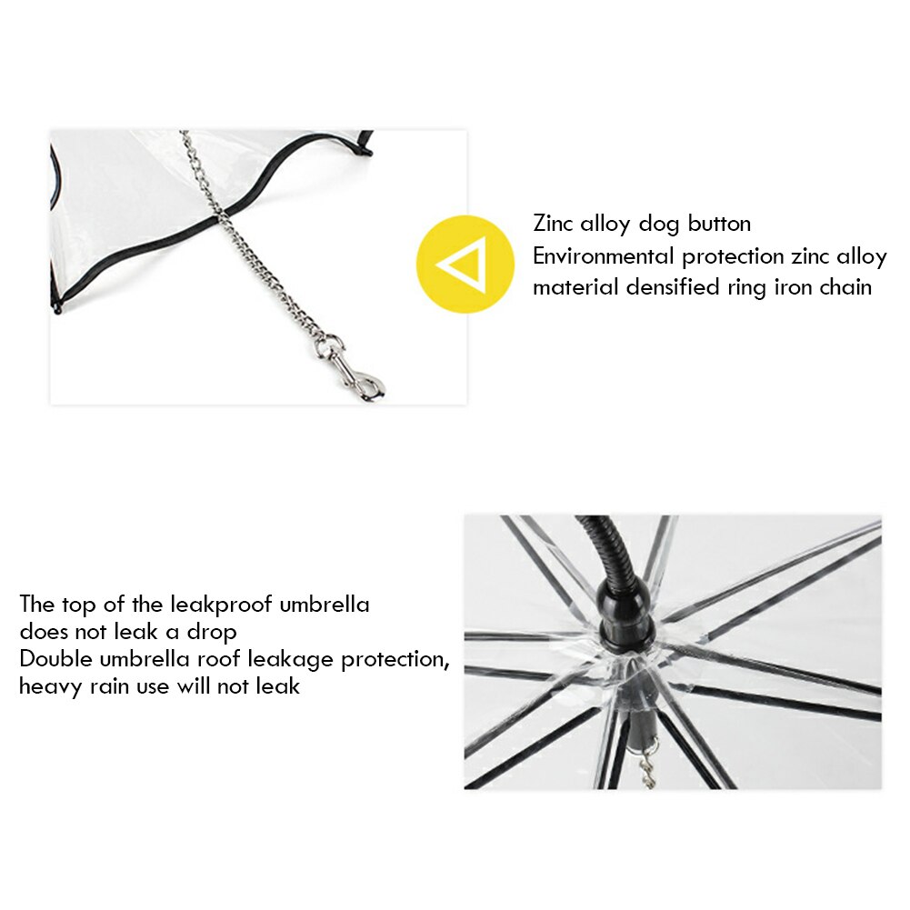 Laisse de marche Transparent ensemble de parapluie pour animaux de compagnie poignée extérieure chien imperméable ménage animaux chiens ornements pour pleuvoir