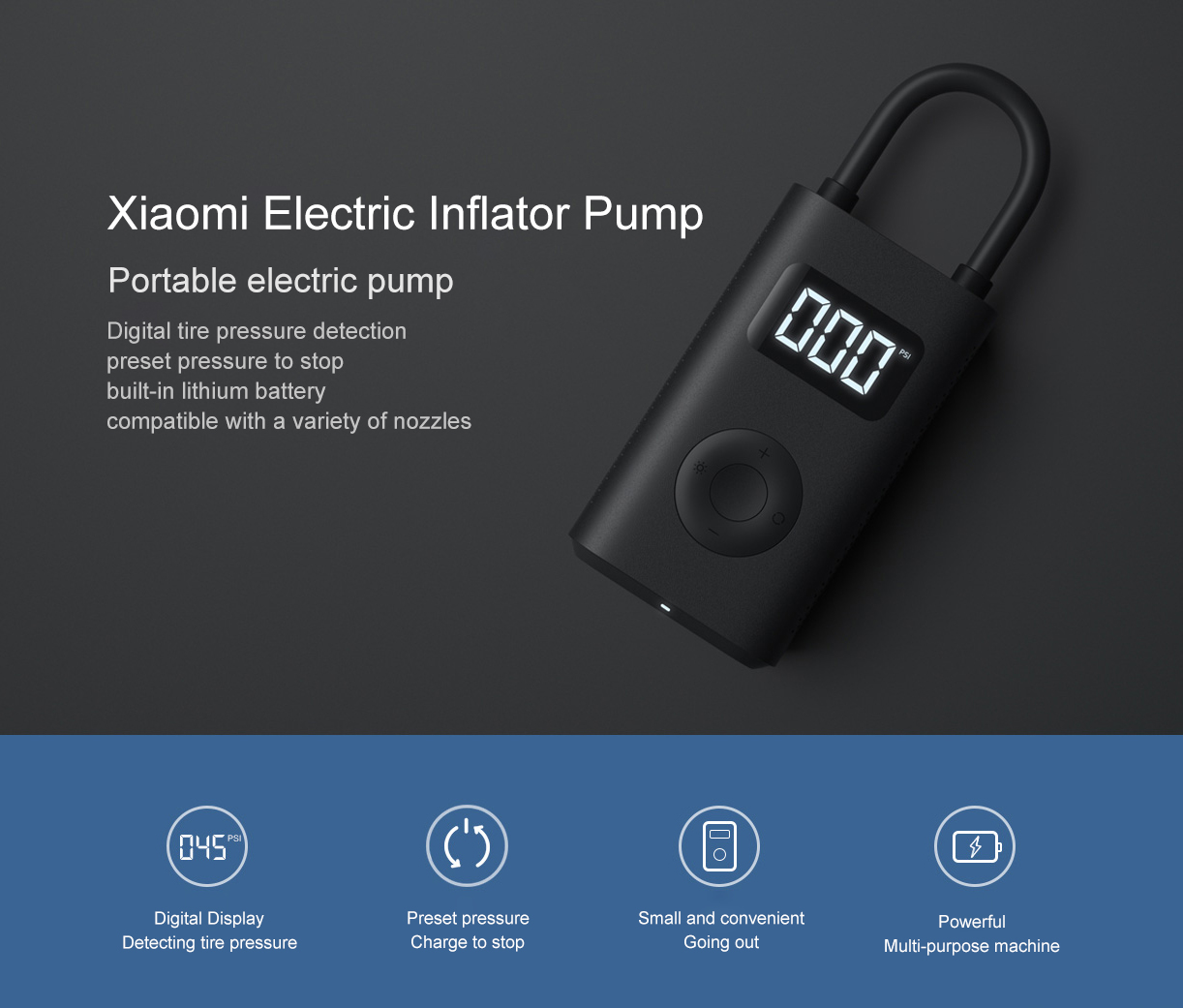 Xiaomi Mijia gonfleur Portable Mini LED