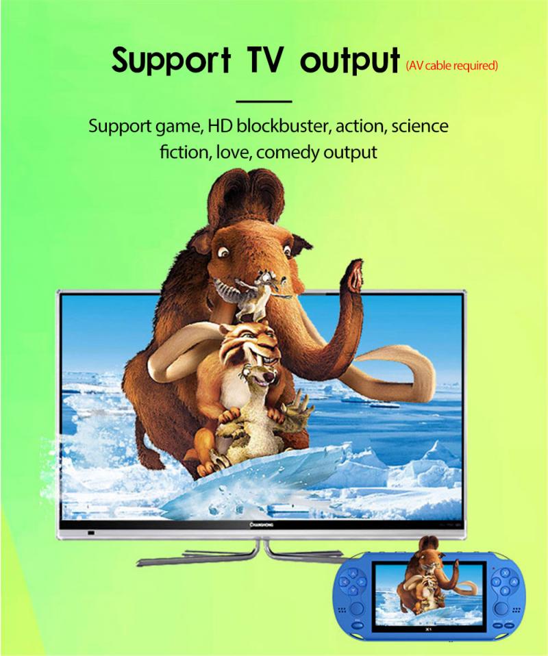 X1 Console de jeu pour Console de jeu PSP 4.3 pouces classique nostalgique Console de jeu double secousse 8G jeux 10,000 intégrés 8/16/32/64 Bit