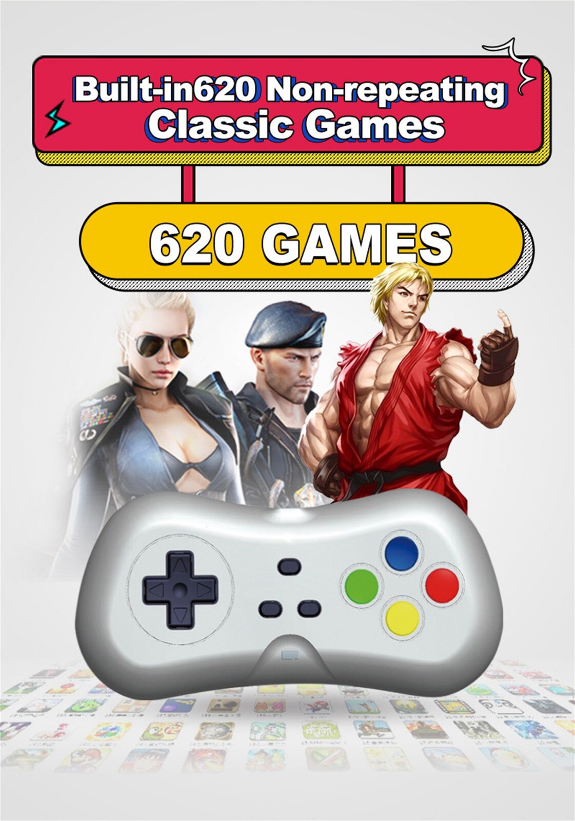 Console de jeu vidéo classique avec 620 jeux classiques rétro 4k Tv Hdmi /av Console de jeu 8 bits lecteur de jeu portable manette #3