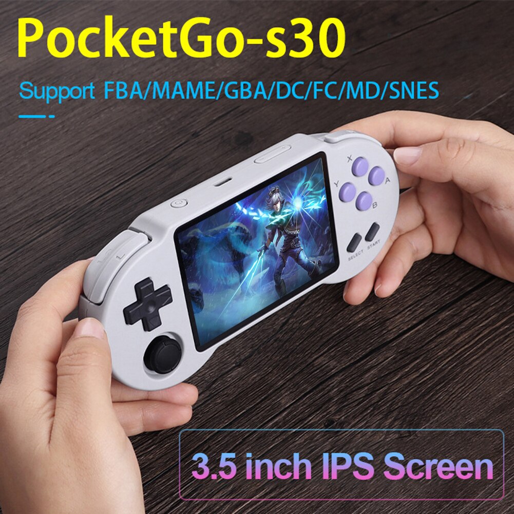 Pocketgo S30 rétro Console de jeu 3.5 pouces IPS écran lecteur de jeu portable intégré 128GB 10000 jeux de poche lecteurs vidéo