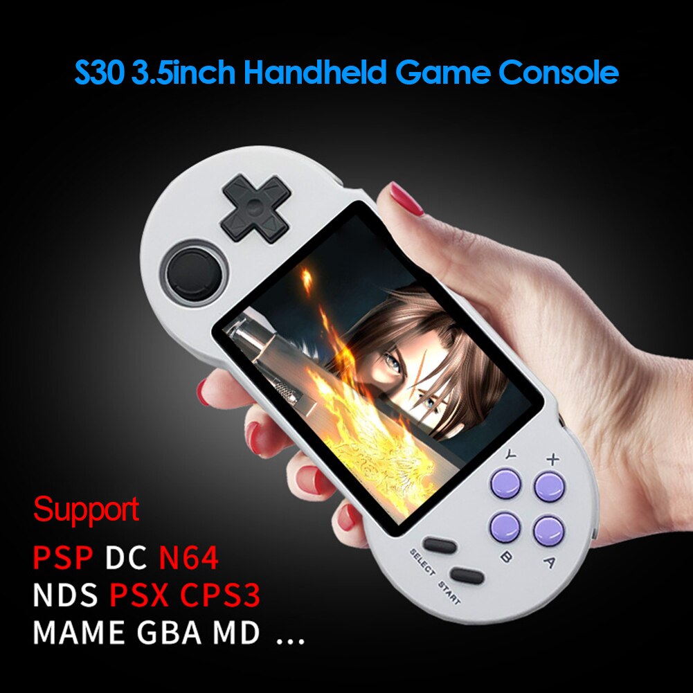 Pocketgo S30 rétro Console de jeu 3.5 pouces IPS écran lecteur de jeu portable intégré 128GB 10000 jeux de poche lecteurs vidéo